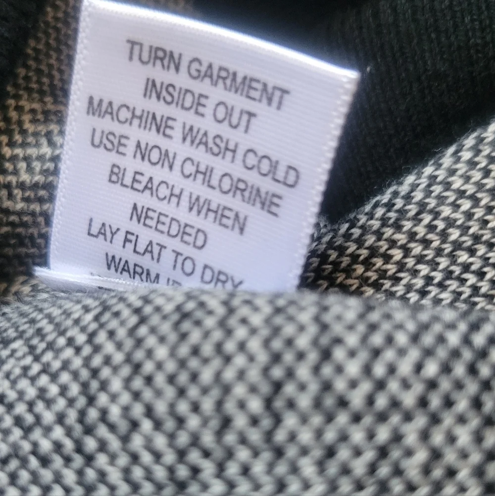 Paul Fredrick Black and Gray Checkered Quarter Zip Mock Neck Sweater
